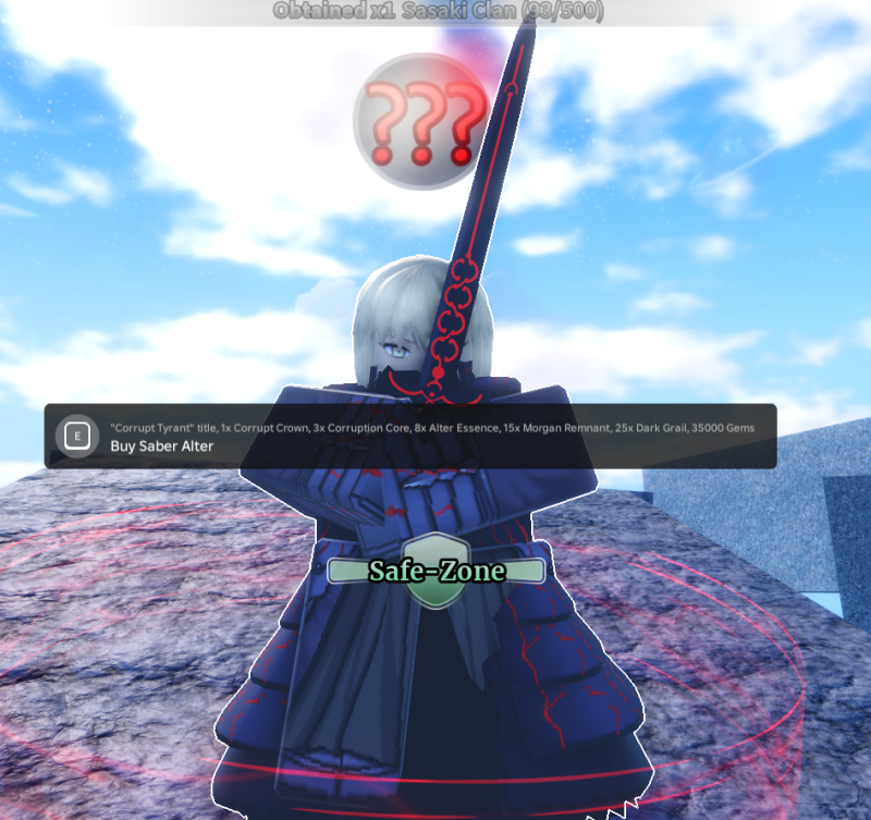 Set nguyên liệu saber có skill F